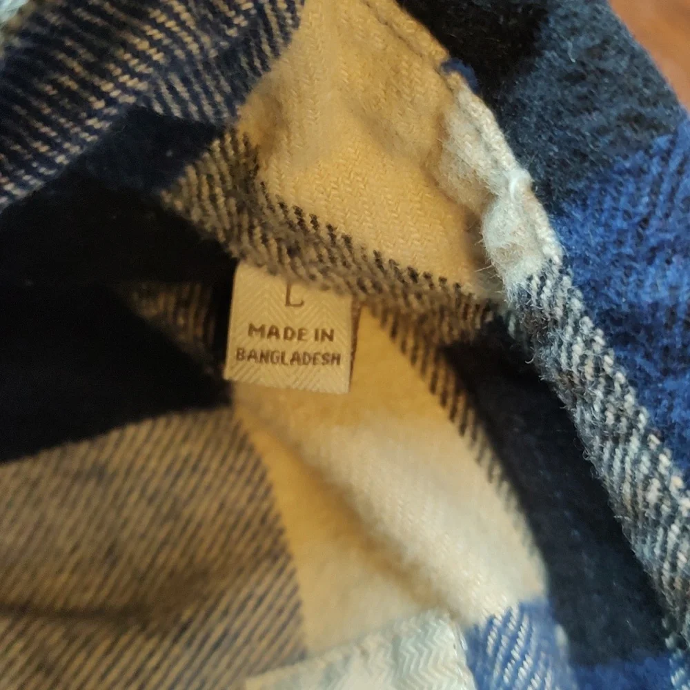 Plaid Flannel Shirt Jacket VTG JACHS 00s Blue Buffalo Shadow Plaid - Large - Picture 6 of 9